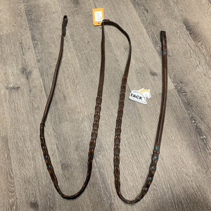 Pr Braided Reins, bling *gc, mnr loose hooks, undone stitch, mnr oxidize, mnr dirt