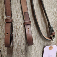 Rsd Leather Bridle, Braided Reins *vgc, MISSING 1x Cheek, mnr rubbed edges, gouges, film, rubs, dirt, stiff, loose hooks
