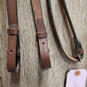 Rsd Leather Bridle, Braided Reins *vgc, MISSING 1x Cheek, mnr rubbed edges, gouges, film, rubs, dirt, stiff, loose hooks