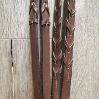 Rsd Leather Bridle, Braided Reins *vgc, MISSING 1x Cheek, mnr rubbed edges, gouges, film, rubs, dirt, stiff, loose hooks
