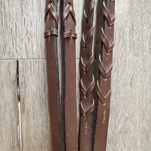Rsd Leather Bridle, Braided Reins *vgc, MISSING 1x Cheek, mnr rubbed edges, gouges, film, rubs, dirt, stiff, loose hooks