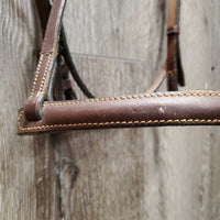 Rsd Leather Bridle, Braided Reins *vgc, MISSING 1x Cheek, mnr rubbed edges, gouges, film, rubs, dirt, stiff, loose hooks
