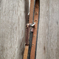 Rsd Leather Bridle, Braided Reins *vgc, MISSING 1x Cheek, mnr rubbed edges, gouges, film, rubs, dirt, stiff, loose hooks
