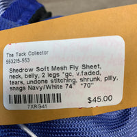 Soft Mesh Fly Sheet, neck, belly, 2 legs *gc, v.faded, tears, undone stitching, shrunk, pilly, snags
