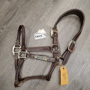 Rolled Synthetic Leather - Vinyl Halter, snap, wide Crown, nameplate *gc, rubs, scratches, taped, dirty edges