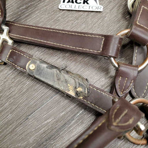 Rolled Synthetic Leather - Vinyl Halter, snap, wide Crown, nameplate *gc, rubs, scratches, taped, dirty edges