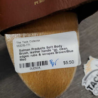 Soft Body Brush, leather handle *gc, clean, edges: rubs & scrapes
