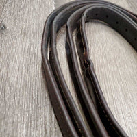 Pr Soft Lined Stirrup Leathers *gc, dents, rubs, rips, undone side stitching, mnr hole thread holes
