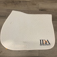 Quilt Jumper Saddle Pad, cut tabs "IDA" *gc, v.pilly, clean, dingy, cut tabs, puckered
