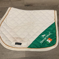 Quilt Jumper Saddle Pad, piping "Team Ireland" *gc, clean, v.puckered, mnr stains, cut tabs
