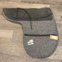 .5" Thick Wool Felt Shimmable Australian Saddle Pad, 3 Nylon Straps, 6 Felt Shims *vgc, mnr edge rubs & seam dirt
