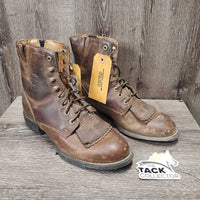 Pr Roper Boots, lace up, fringe *gc, mnr dirt, scuffed, scratches, dry, thread on sole
