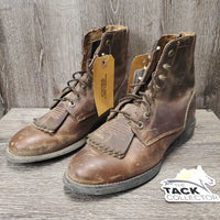 Pr Roper Boots, lace up, fringe *gc, mnr dirt, scuffed, scratches, dry, thread on sole
