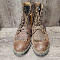 Pr Roper Boots, lace up, fringe *gc, mnr dirt, scuffed, scratches, dry, thread on sole
