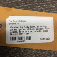 Lg Belly Girth, 3x D ring, 2x els *gc, scratches, gouges, rubs, stains, dirty seams, faded?, older
