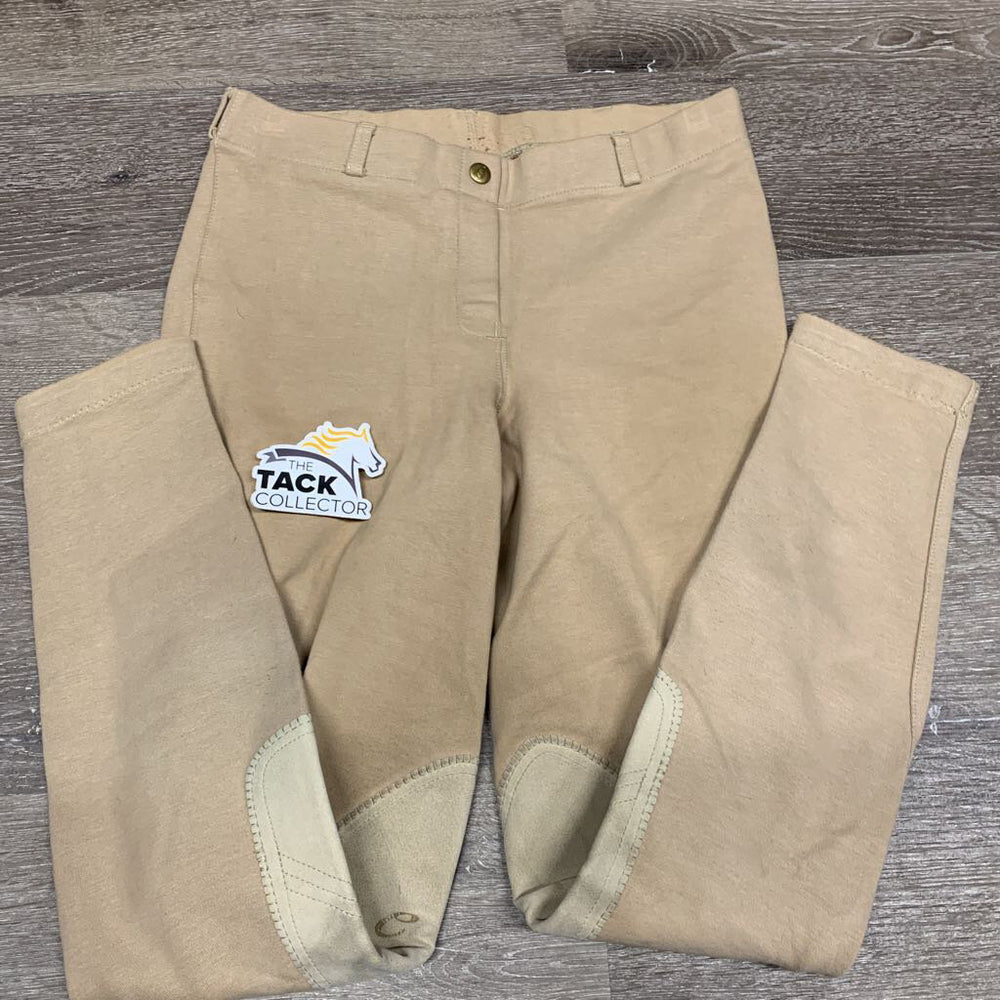 Hvy Cotton Breeches, Pull On *gc/fair, older, stains, v.discolored/stained seat & legs, rubs, pills