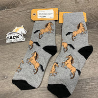 Pr Thick Cotton Socks "Rearing Horses" *xc/like new
