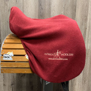 17.5" Adj *Red/Wide In Patrick Altair Dressage Saddle, 2 XL Front Velcro Blocks, Red Fleece Patrick Cover, Wool Flocking, Front & Back Gusset Blocks, Flaps: 16.5"L x 13"W Serial #: 17.5"