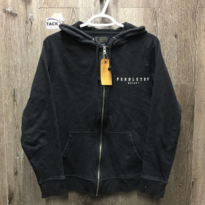 Sweatshirt Hoodie - Jacket, zipper "Pendelton Whiskey" *gc, faded, edge rubs, hair, shrunk?, wavy zipper