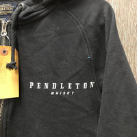 Sweatshirt Hoodie - Jacket, zipper "Pendelton Whiskey" *gc, faded, edge rubs, hair, shrunk?, wavy zipper
