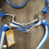 Hvy Nylon Racing Set: Bridle, Rubber Reins, D Ring, Fork, Yoke & Noseband Set *xc/vgc, clean & mnr dirt & stains, edge edges & holes
