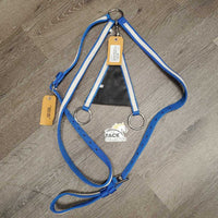 Hvy Nylon Racing Set: Bridle, Rubber Reins, D Ring, Fork, Yoke & Noseband Set *xc/vgc, clean & mnr dirt & stains, edge edges & holes
