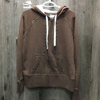 LS Sweatshirt Hoodie Jacket, zipper, bling *vgc/xc, v.mnr cuff rubs
