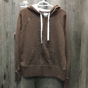 LS Sweatshirt Hoodie Jacket, zipper, bling *vgc/xc, v.mnr cuff rubs