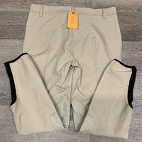 "Classic" Euroseat Breeches, silicone inner waist *like new/xc, v.mnr stains, pulled seat seam
