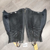 Pr Half Chaps *vgc, older, rubs, clean, mnr residue, puckers, loose & missing snaps
