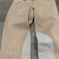 Hvy Cotton Euroseat Breeches *gc, faded, discolored, rubs, pills, stains, seam puckers
