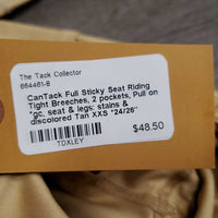 Full Sticky Seat Riding Tight Breeches, 2 pockets, Pull on *gc, seat & legs: stains & discolored
