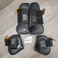 Pr Open Front & Hind Boots, velcro *gc, faded, dirty, residue, scratches, scuffs, 1 squished, scrapes
