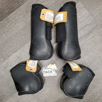 Pr Open Front & Hind Boots, velcro *gc, faded, dirty, residue, scratches, scuffs, 1 squished, scrapes
