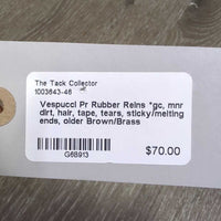 Pr Rubber Reins *gc, mnr dirt, hair, tape, tears, sticky/melting ends, older
