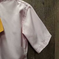 SS Show Shirt, attached snap collar *gc, bubbled collar, older, seam puckers, shrunk?
