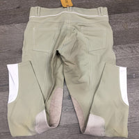 Euroseat Breeches *gc/fair, v.discolored & stained seat & legs, v.pilly knees, seam rubs
