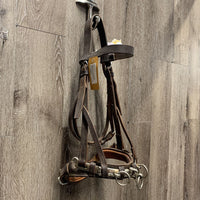 Padded Soft Leather Lungeing Cavesson *gc, mnr dirt, older, replaced strap, mnr rust & sharp rollers
