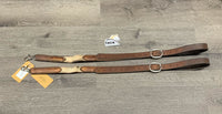 Pr Hvy Leather Elastic Side Reins *gc, older, mnr stains, xholes, rust, repaired
