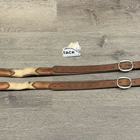 Pr Hvy Leather Elastic Side Reins *gc, older, mnr stains, xholes, rust, repaired