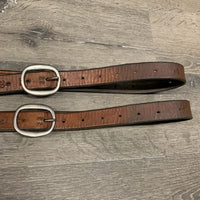 Pr Hvy Leather Elastic Side Reins *gc, older, mnr stains, xholes, rust, repaired
