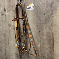 Narrow Headstall, Reinsman? Loose Ring, Pr Narrow Curb Reins *gc, clean, chews, scrapes, stains
