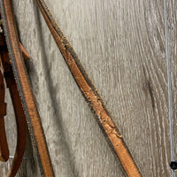 Narrow Headstall, Reinsman? Loose Ring, Pr Narrow Curb Reins *gc, clean, chews, scrapes, stains