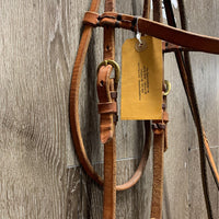 Narrow Headstall, Reinsman? Loose Ring, Pr Narrow Curb Reins *gc, clean, chews, scrapes, stains
