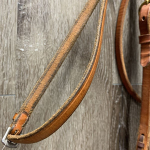 Narrow Headstall, Reinsman? Loose Ring, Pr Narrow Curb Reins *gc, clean, chews, scrapes, stains