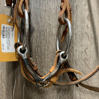 Narrow Headstall, Reinsman? Loose Ring, Pr Narrow Curb Reins *gc, clean, chews, scrapes, stains