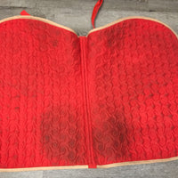Quilt Jumper Saddle Pad, piping *gc, clean, faded, pilly, stains, puckered, edge rubs, hairy velcro
