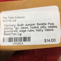 Quilt Jumper Saddle Pad, piping *gc, clean, faded, pilly, stains, puckered, edge rubs, hairy velcro