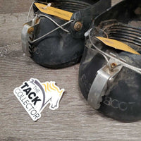 Pr Hoof Boots, 1 clear sole *gc, clean & dirty, residue, rust, scraped toes, trimmed heel straps
