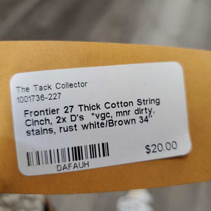 27 Thick Cotton String Cinch, 2x D's *vgc, mnr dirty, stains, rust